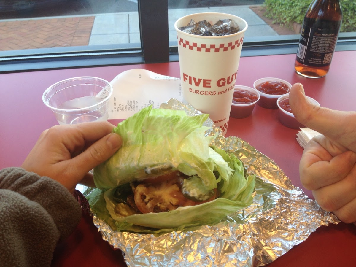 Lettuce wrap burger Photo from Five Guys