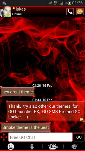 GO SMS Pro Theme Red Smoke Buy