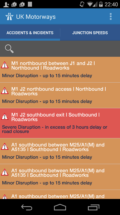 Android application UK Motorways - LIVE screenshort