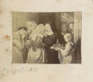 Fotoreproductie van (vermoedelijk) een schilderij met een drinkend gezelschap