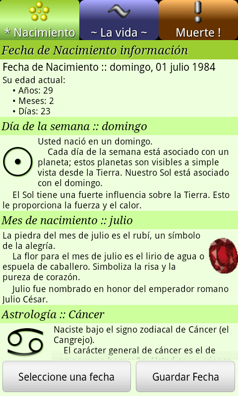 Android application *~! Full Cycle Biorhythm Plus screenshort