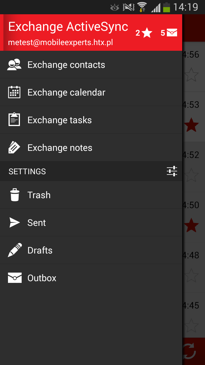 my Secure Exchange ActiveSync Screen 2