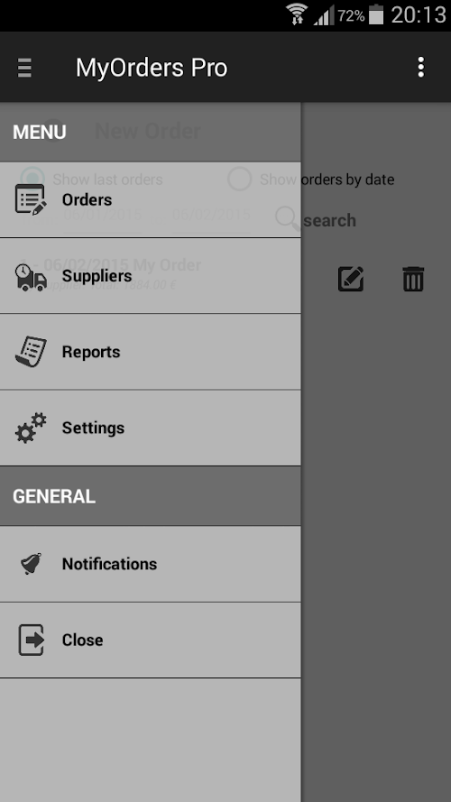 Android application My Orders Pro screenshort