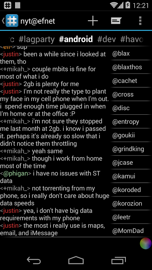    IRC for Android ™- screenshot  