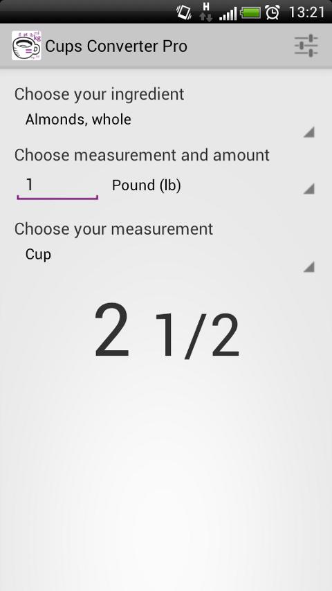 Cups Converter Pro Screen 1