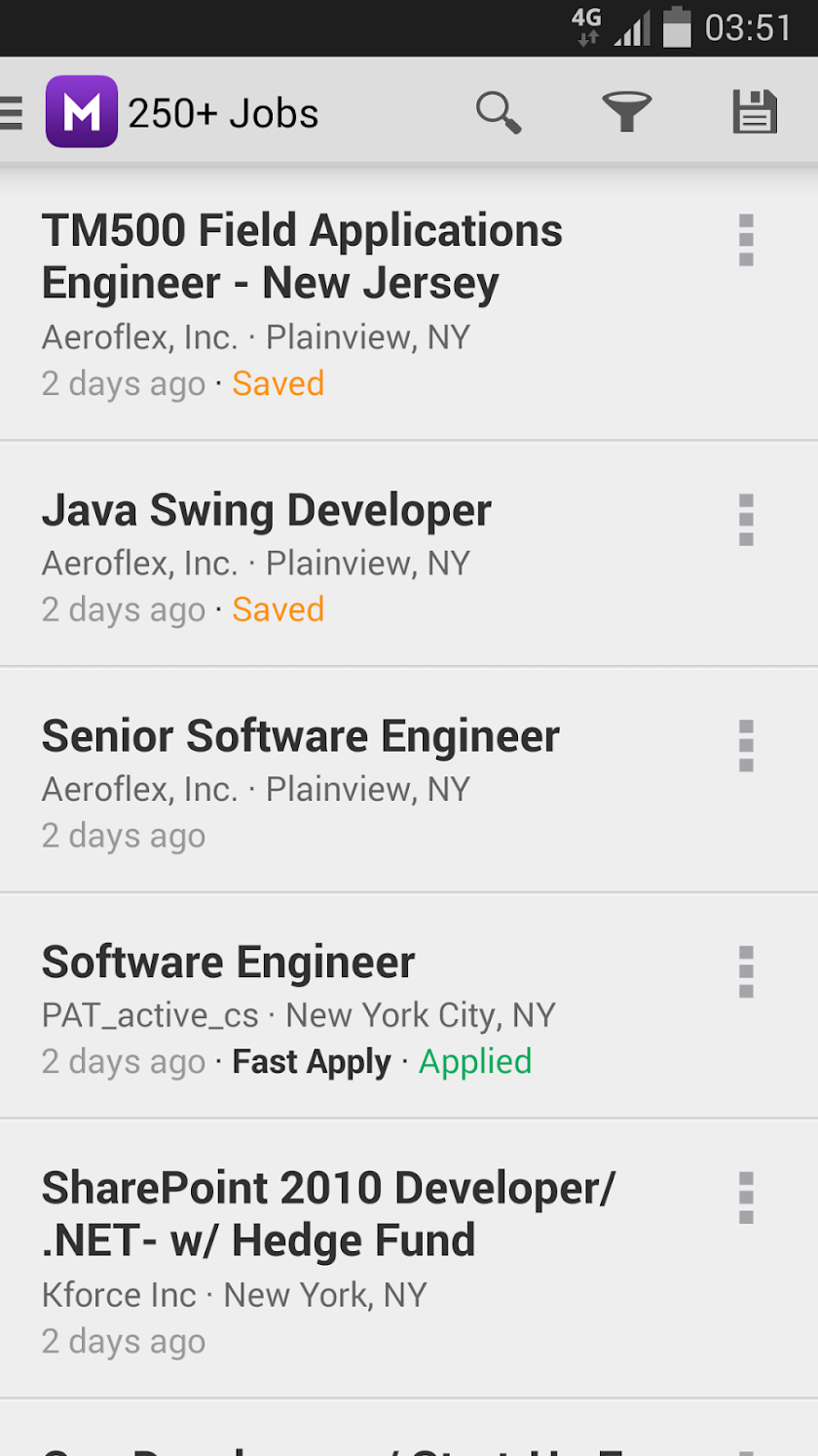 Monster Job Search Screen 3