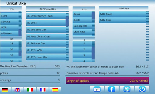 Bycicle Spoke Calculation Pro