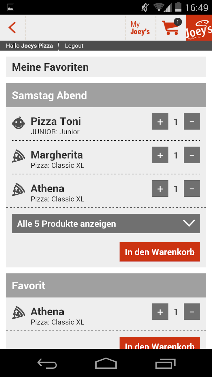 Joeys Pizza Screen 2