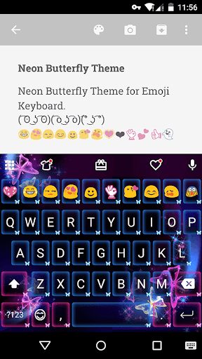 Neon Butterfly Emoji Keyboard