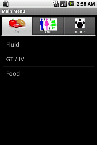 Android application Nurseworks:  Input and Output screenshort