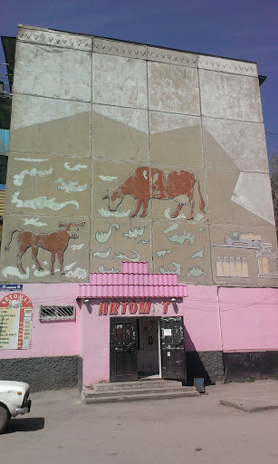 Cows on Building