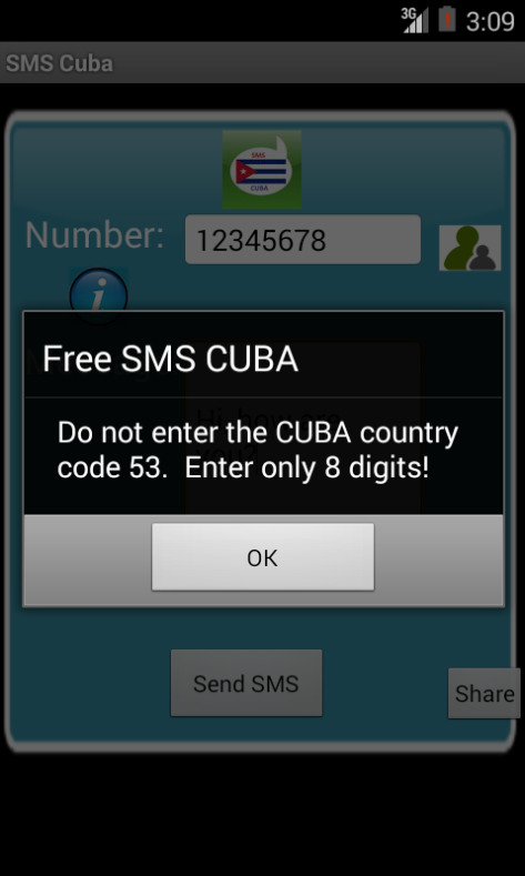 Free SMS Cuba Screen 2