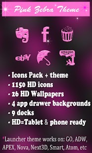 How to install Pink Zebra theme and icon pack lastet apk for android