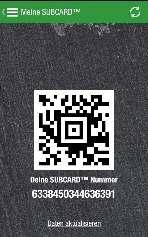Android application SUBWAY® SUBCARD™ Deutschland screenshort