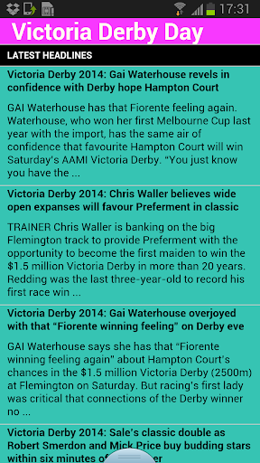 Victoria Derby Day News