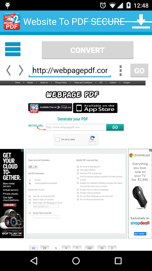 Android application Website To PDF Secure screenshort