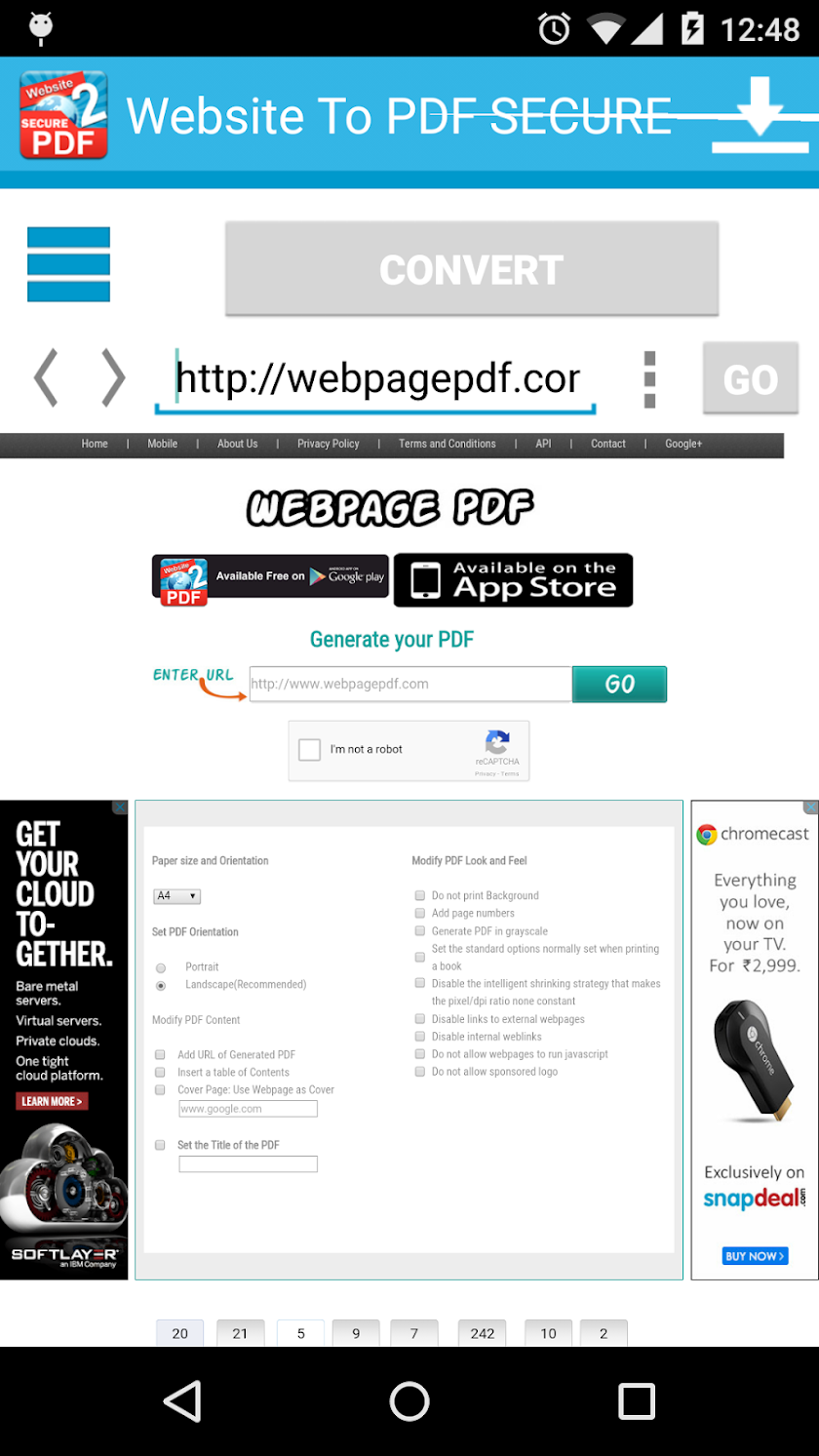 Website To PDF Secure Screen 1