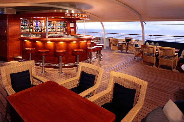 Unwind at the Top of the Yacht Bar Deck on your SeaDream sailing.