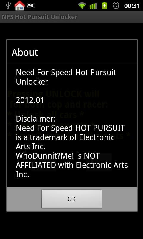 Hot Pursuit Unlocker Screen 2