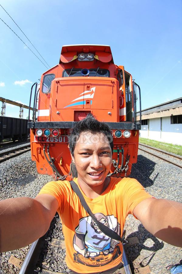 Selfie with Big Boy Indonesian Locomotive by Ditto Sam Liok Liuk - People Portraits of Men