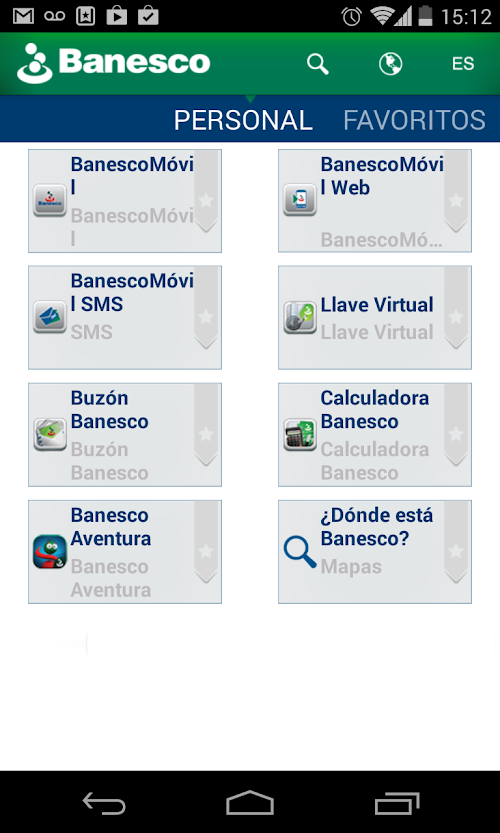 Android application BanescoMóvil screenshort