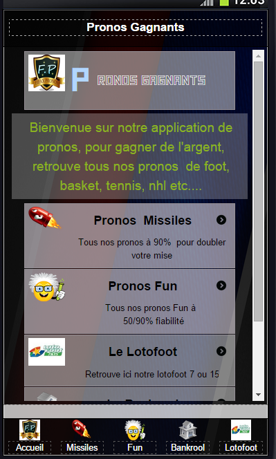 PRONOS GAGNANTS Screen 1