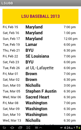 LSU Baseball Schedule