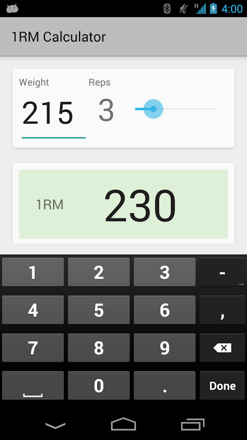 One Rep Max Calculator - Android Apps on Google Play