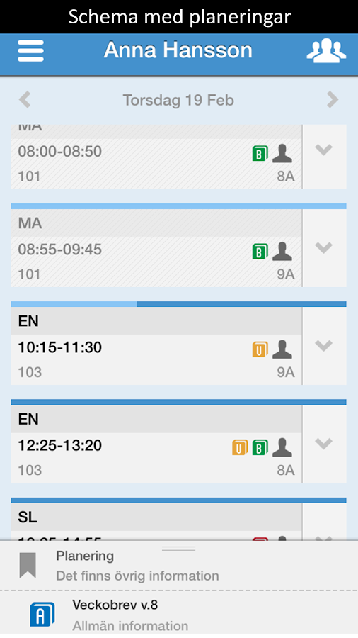   Skola24 MobilApp– skärmdump 