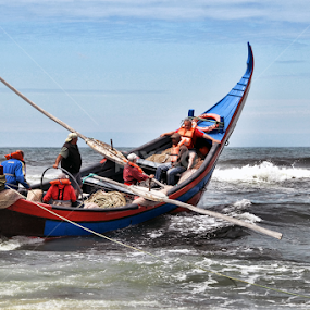 Leaving for fishing by Antonio Amen - Transportation Boats