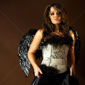Angel in black by Trippie Visser - People Portraits of Women