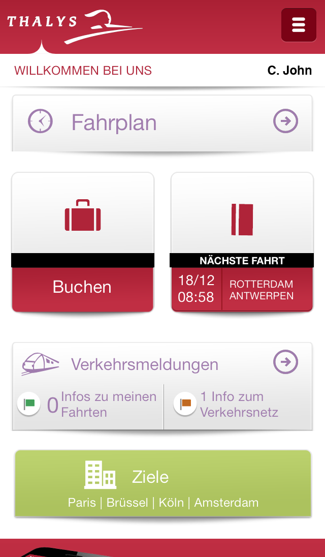 Android application Thalys - International trains screenshort