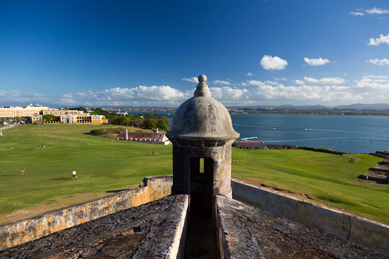Historic San Cristobal Fort overlooks San Juan, Puerto Rico.
