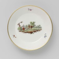 Schotel, beschilderd met een landschap met vee