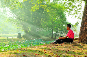 Man sitting alone under tree by Shahril Khmd -  