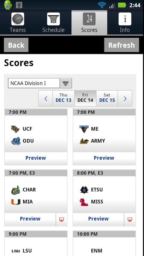 College Basketball Radio Screen 3