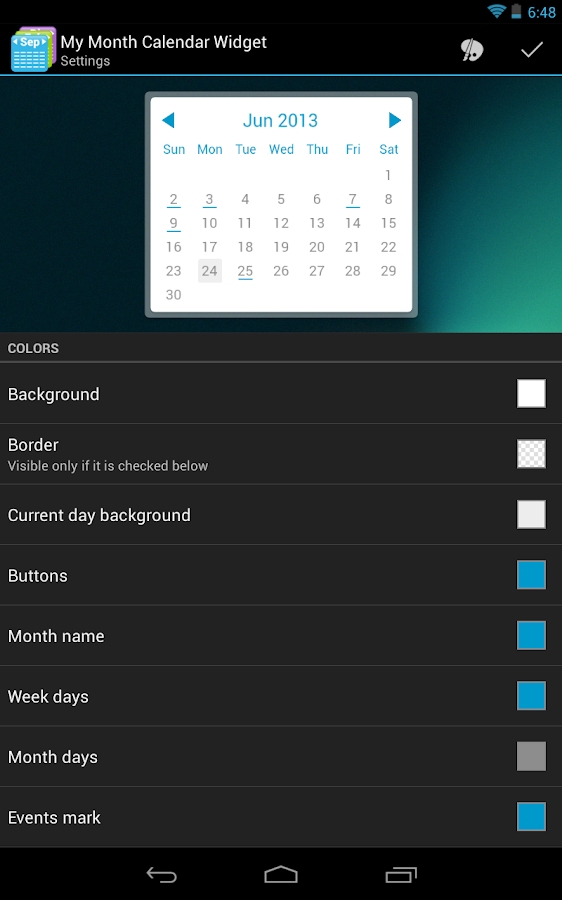 My Month Calendar Widget - screenshot
