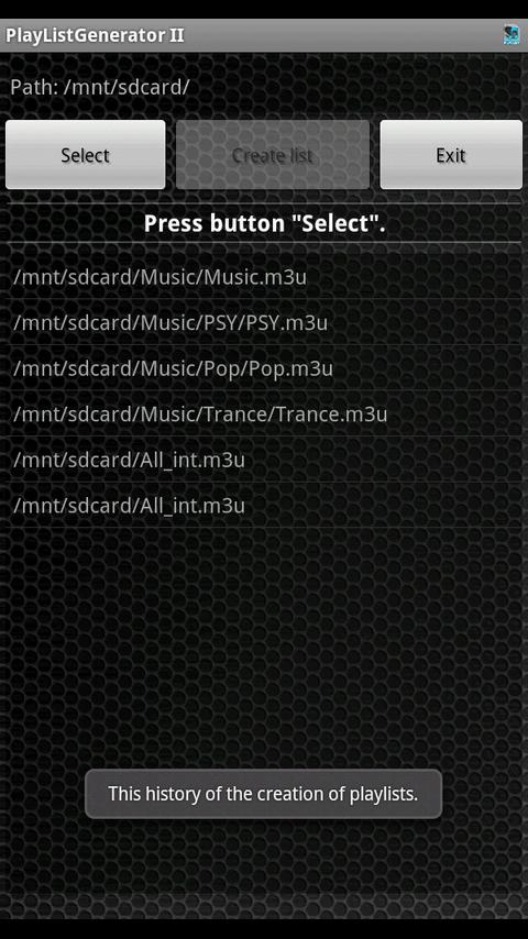 Android application PlayList Generator II screenshort