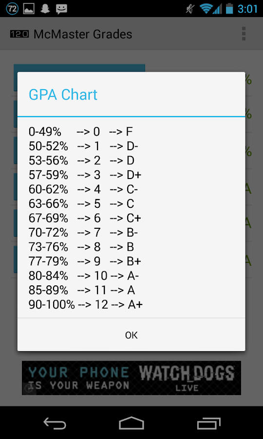 McMaster Grades - screenshot