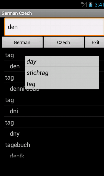 Android application German Czech Dictionary screenshort