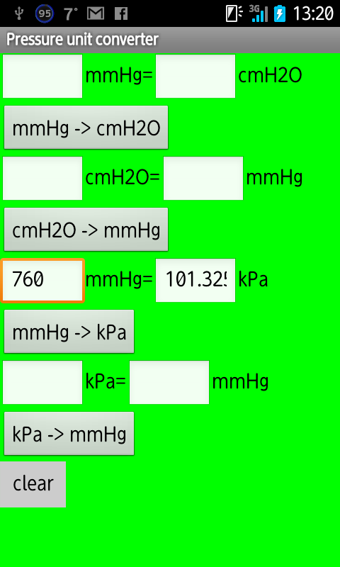 MED Pressure Unit Converter Screen 2