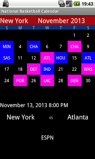 National Basketball Calendar