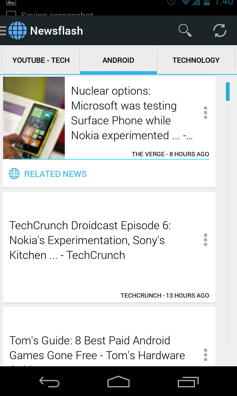 Newsflash Pro - News Screen 1