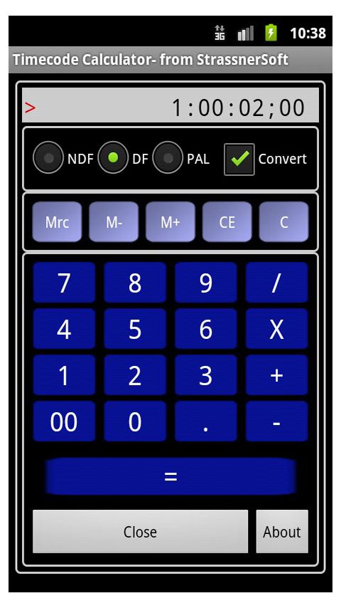 TCCalc Time Code Calculator Screen 3