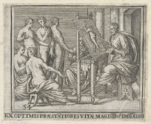 Kunstenaar schildert naar een naaktmodel