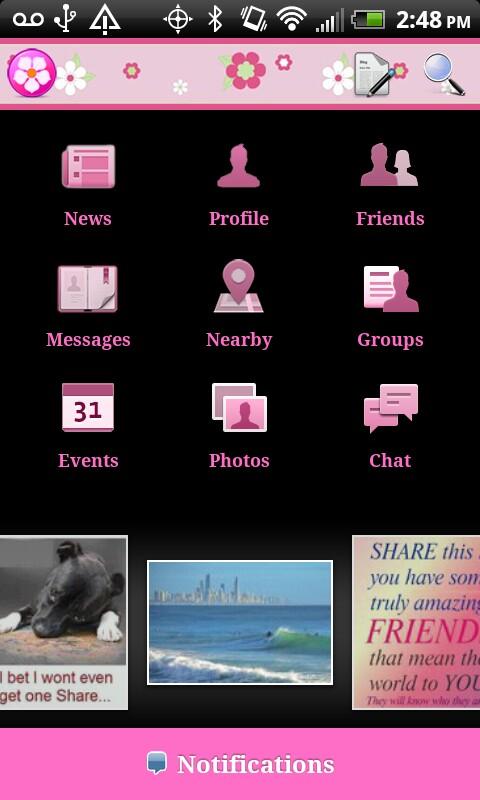 Android application Black Pink Theme for Facebook screenshort