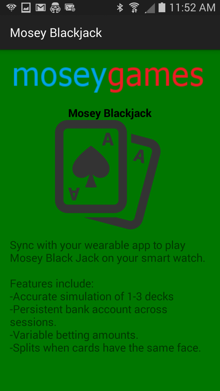 Mosey BlackJack Screen 1