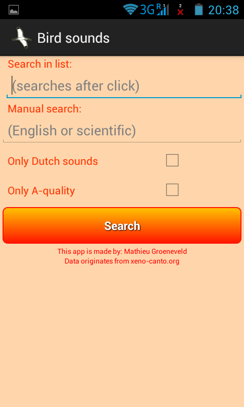 Android application Bird Sounds screenshort