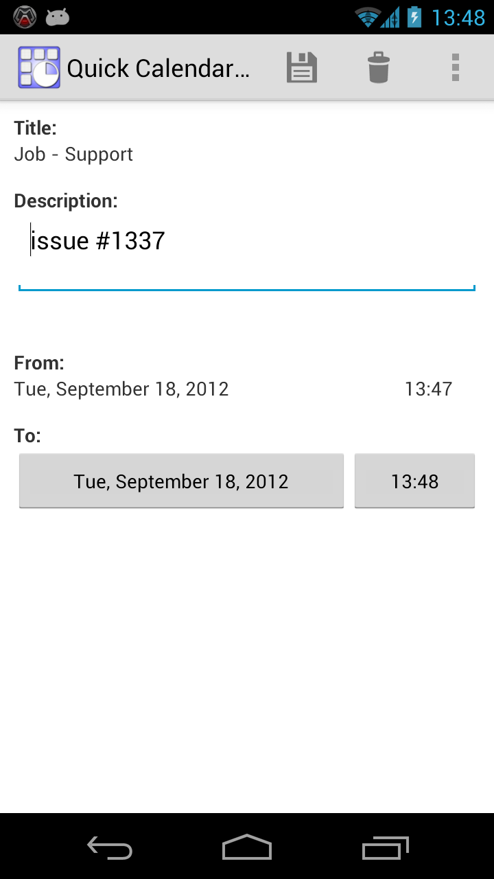 Quick Calendar Appointment Screen 2