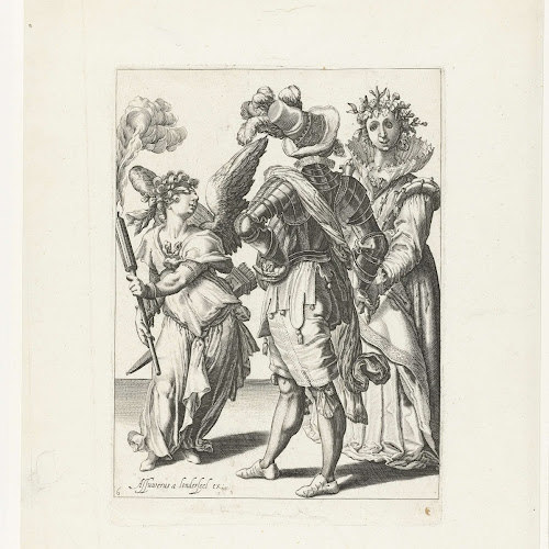 Een Geblinddoekte Cupido Met Een Fakkel Voor Een Stel In Feestelijke 1572